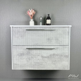 Тумба с раковиной Alavann Emma 80 см серый бетон, подвесная