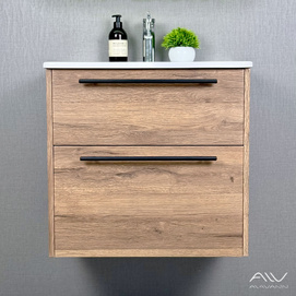 Тумба с раковиной Alavann Rondo 60 см дуб, подвесная