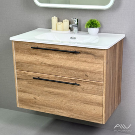 Тумба с раковиной Alavann Rondo 80 см дуб, подвесная