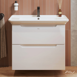 Тумба с раковиной Alavann Berta 75 см белая, подвесная