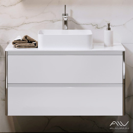 Тумба с раковиной Alavann Laurel 80 см белая, подвесная