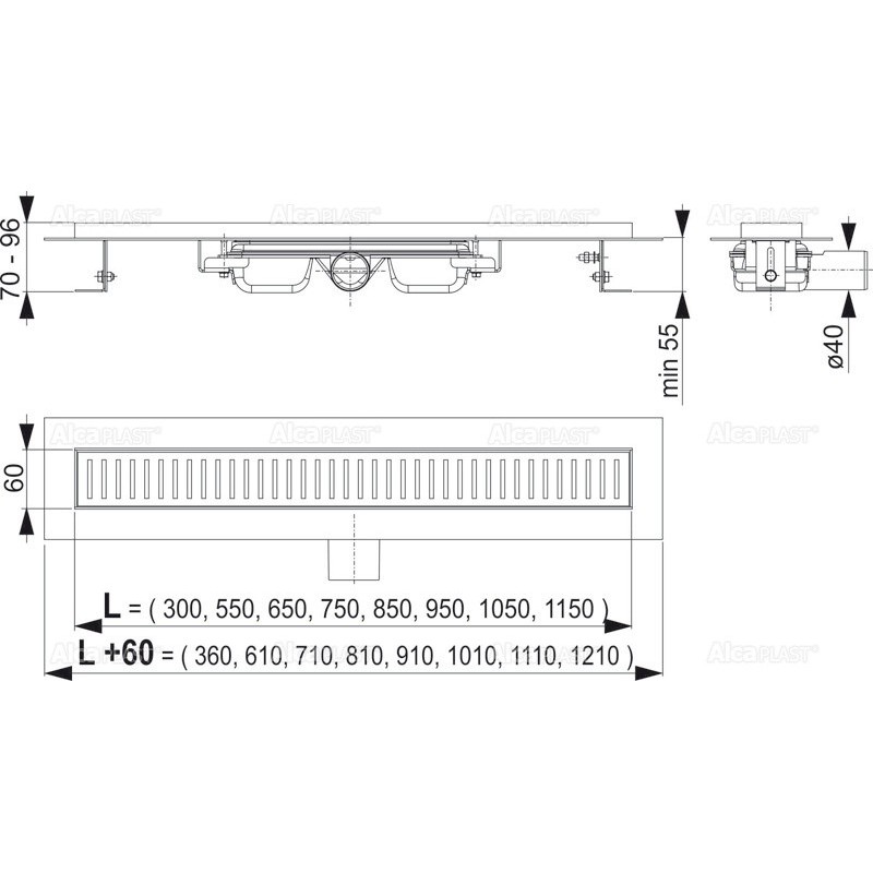 Душевой трап Alcaplast APZ101-1050 - фото 3