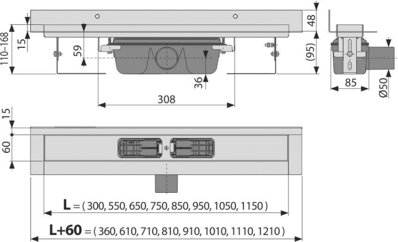 Душевой трап Alcaplast APZ16-850 - фото 2