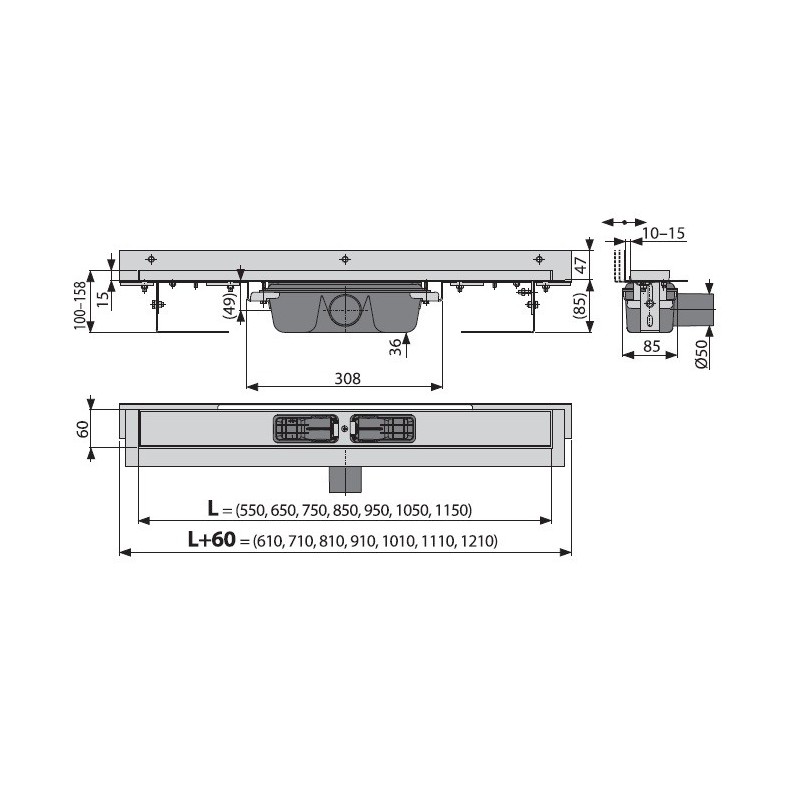 Душевой трап Alcaplast APZ4-550 - фото 3