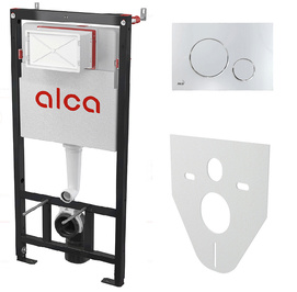 Инсталляция с кнопкой Alcaplast (Alcadrain) AM101/1120-4:1 M671-VE-01 хром глянцевый М671+прокладка M91
