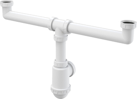 Сифон для сдвоенной мойки Alcaplast (Alcadrain) A448-DN50/40 белый