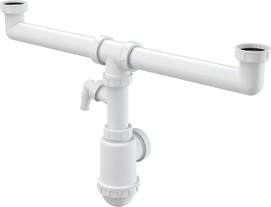 Сифон для сдвоенной мойки Alcaplast (Alcadrain) A448P-DN50/40 белый