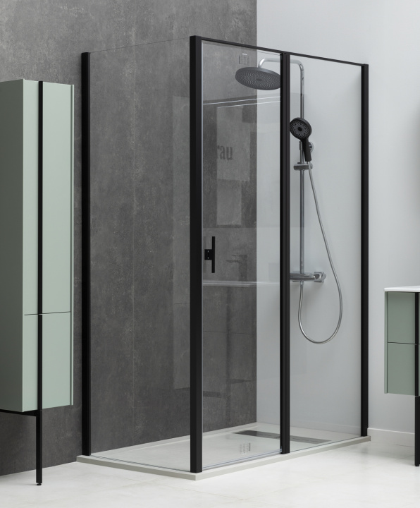 Душевой уголок Allen Brau Priority 90x100, стекло прозрачное, профиль черный, без поддона
