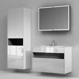Мебель для ванной комнаты Am.Pm Func 100 см подвесная, 1 ящик, белая глянцевая