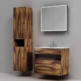 Мебель для ванной комнаты Am.Pm Func 80 см подвесная, 1 ящик, темное дерево