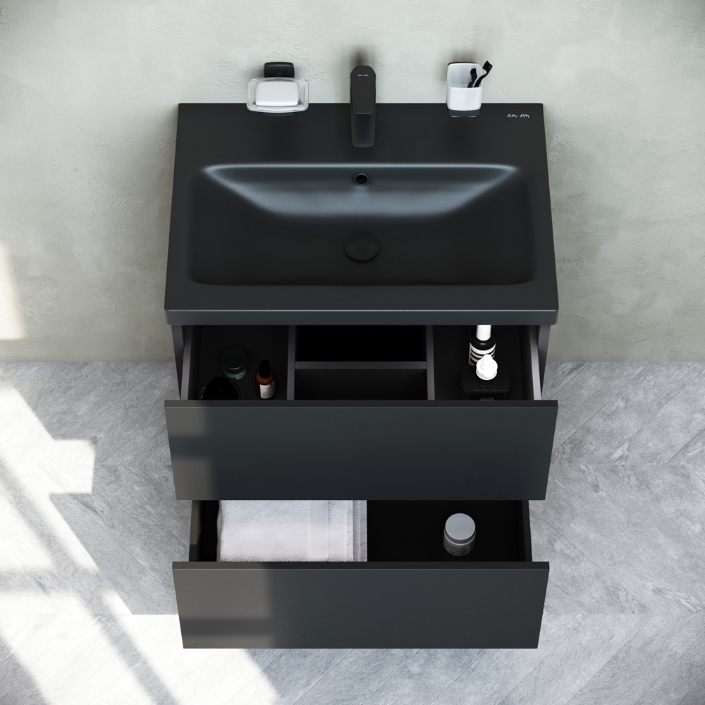 Мебель для ванной комнаты Am.Pm Gem 60 см черная, цвет черный M90FHX06022BM - фото 4