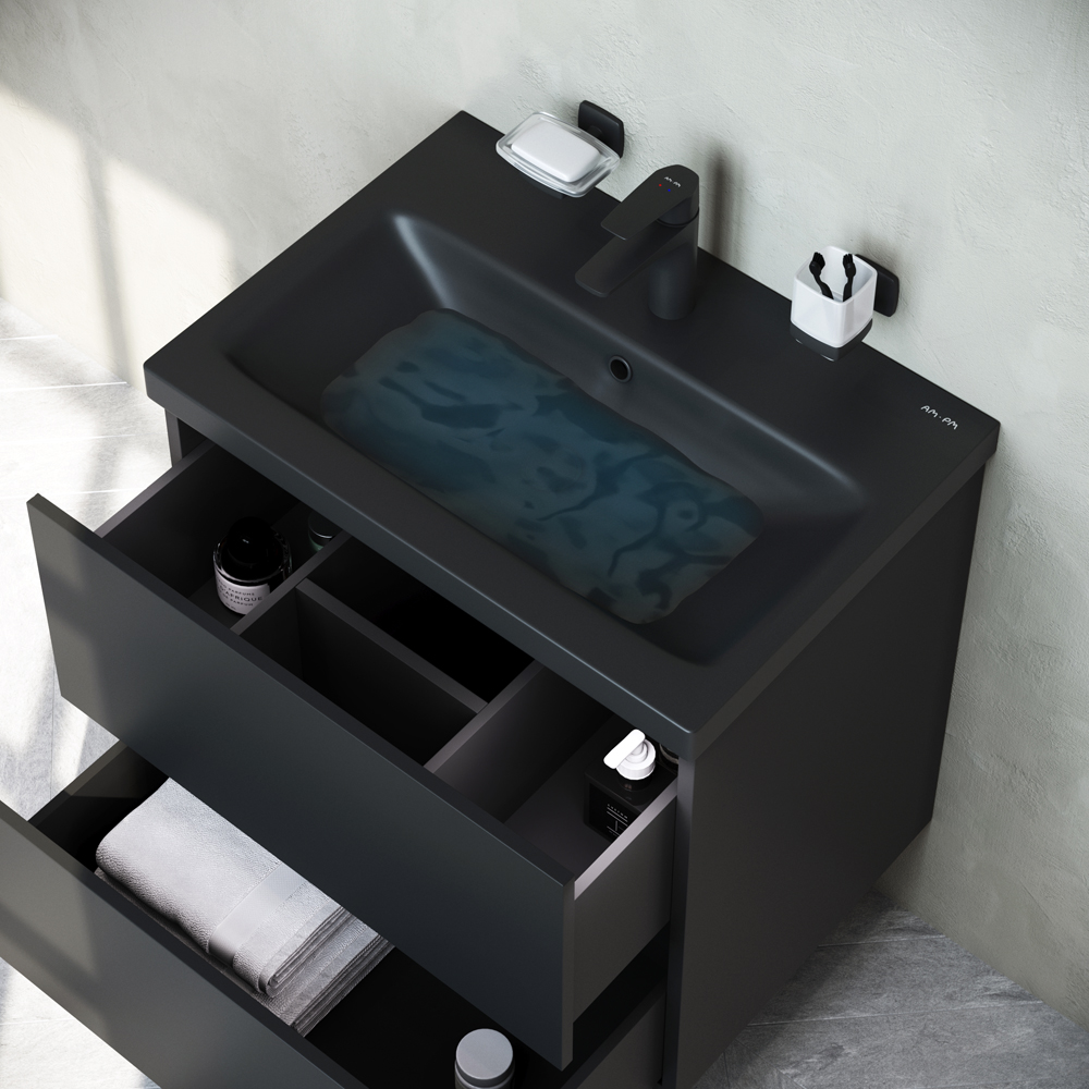 Мебель для ванной комнаты Am.Pm Gem 60 см черная, цвет черный M90FHX06022BM - фото 6