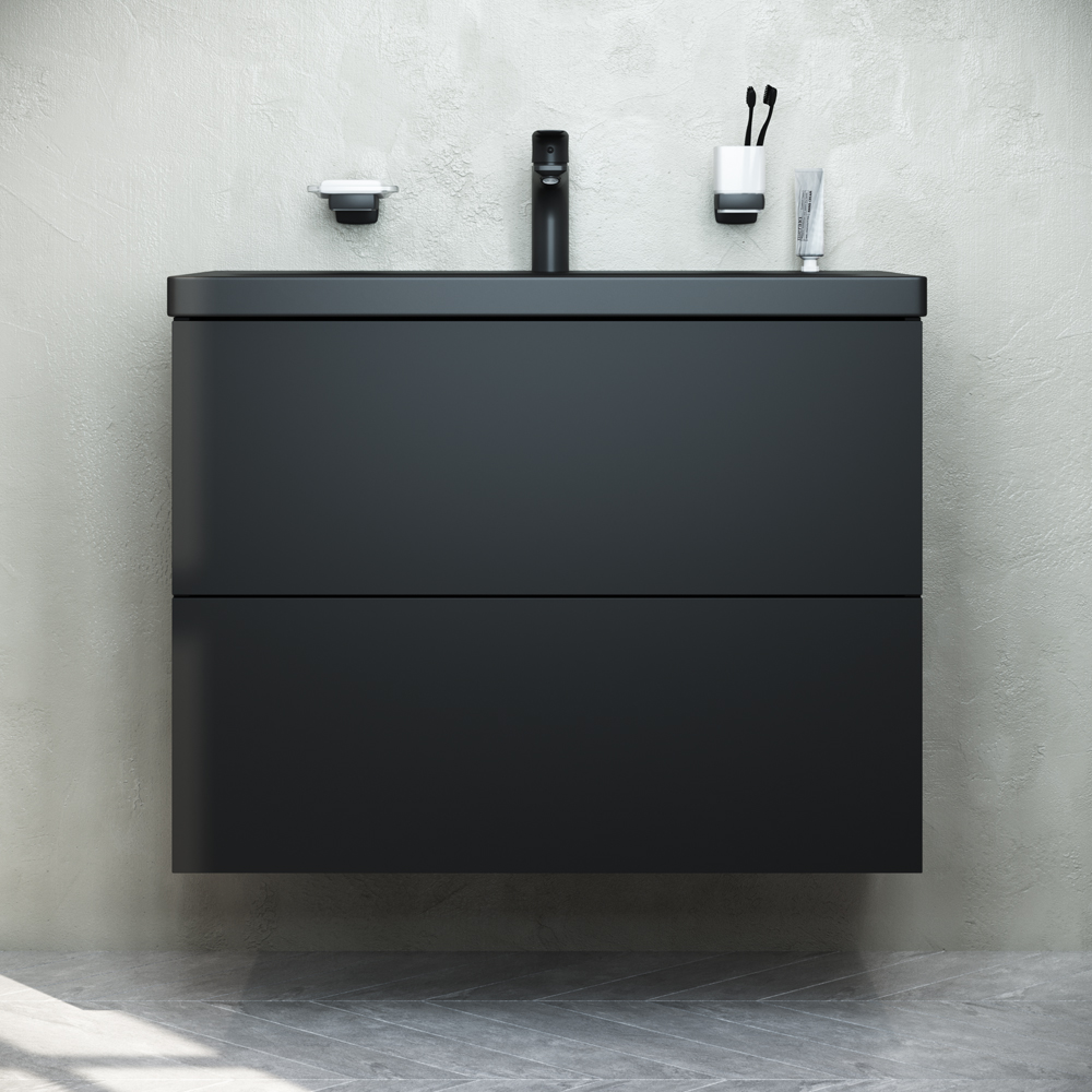 Мебель для ванной комнаты Am.Pm Gem 75 см черная, цвет черный M90FHX07522BM - фото 3