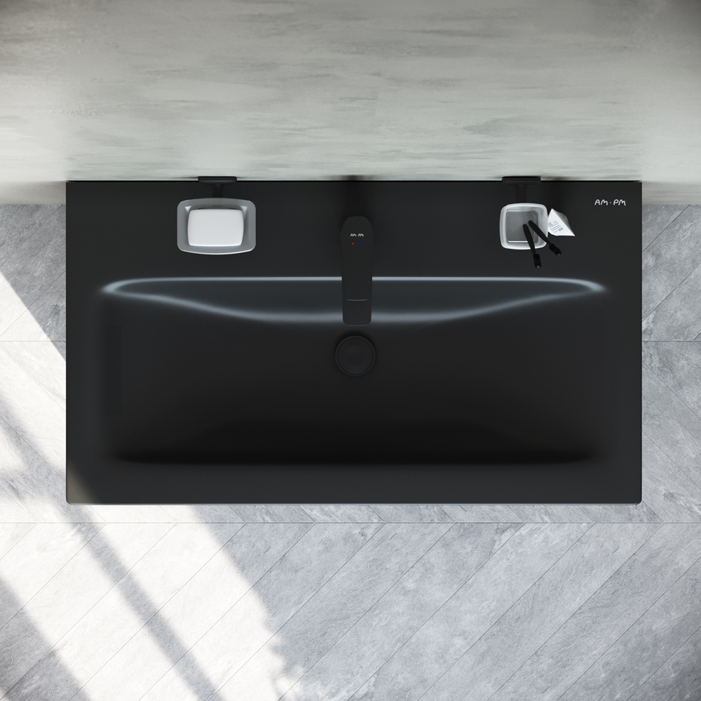 Мебель для ванной комнаты Am.Pm Gem 75 см черная, цвет черный M90FHX07522BM - фото 5