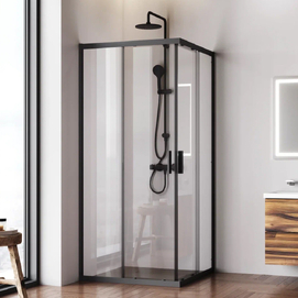 Душевой уголок Am.Pm Gem 90x90 W90G-403-9090BT стекло прозрачное, профиль черный матовый