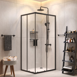 Душевой уголок с душем и аксессуарами Am.Pm Gem S 100x80 WK93EQ стекло прозрачное, профиль черный матовый