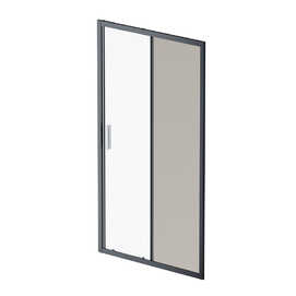 Душевая дверь Am.Pm Gem Solo 110х195 раздвижное стекло прозрачное, стационарное - тонированное, профиль черный