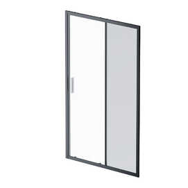 Душевая дверь Am.Pm Gem Solo 120х195 раздвижное стекло прозрачное, стационарное - тонированное, профиль черный