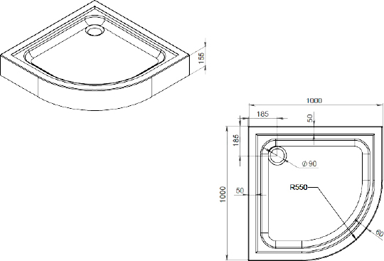 Душевой поддон с сифоном Am.Pm Gem W90T-401-100W 100x100, размер 100x100, цвет белый - фото 2