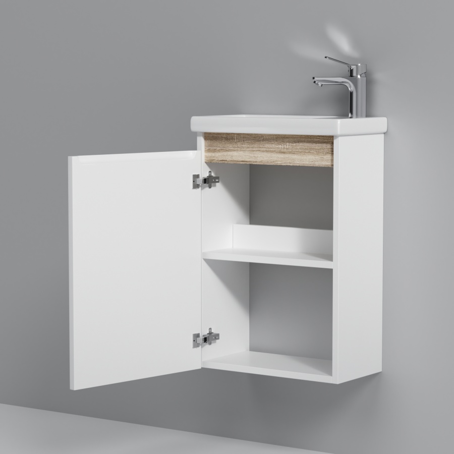 Мебель для ванной Am.Pm X-Joy 45 см подвесная, белый глянец, цвет хром M85AFHX0451WG - фото 5
