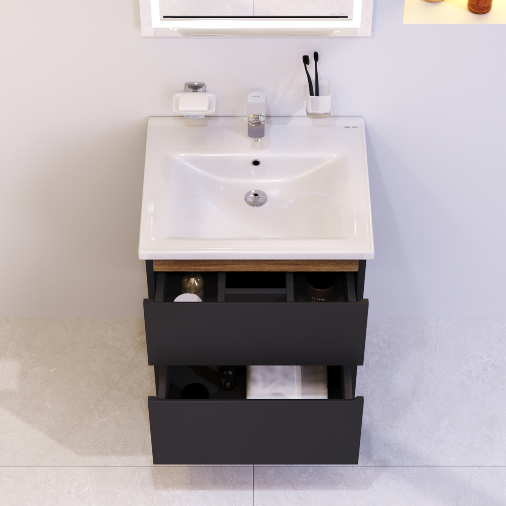 Мебель для ванной комнаты Am.Pm X-Joy 55 см черная, цвет черный M85AFHX0552BM - фото 4