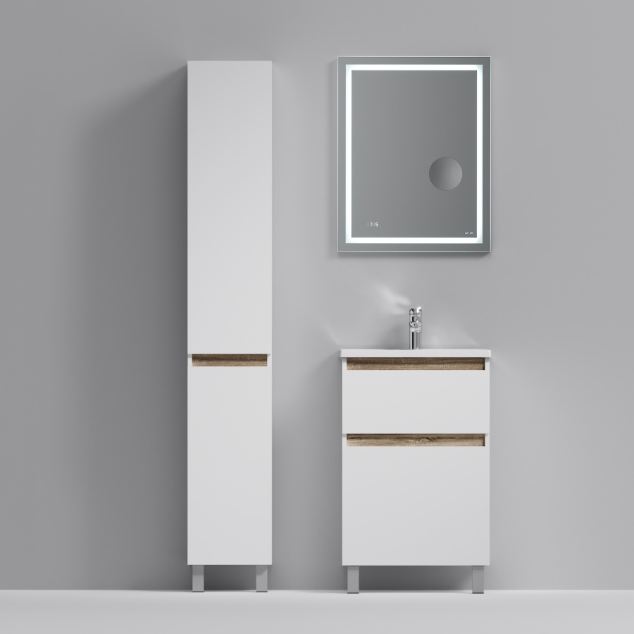 Мебель для ванной Am.Pm X-Joy 55 см напольная, 2 ящика белый глянец, цвет хром M85AFSX0552WG - фото 2