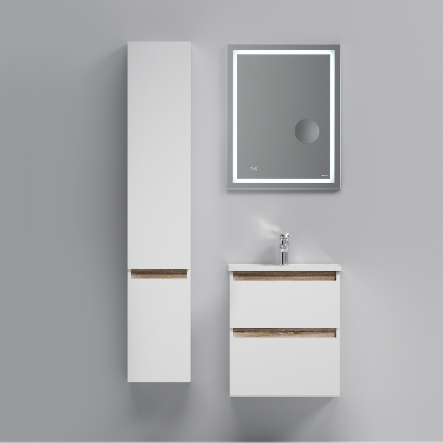 Мебель для ванной Am.Pm X-Joy 55 см подвесная, 2 ящика белый глянец, цвет хром M85AFHX0552WG - фото 2
