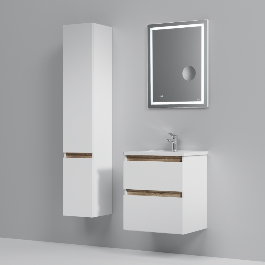 Мебель для ванной Am.Pm X-Joy 55 см подвесная, 2 ящика белый глянец, цвет хром M85AFHX0552WG - фото 3