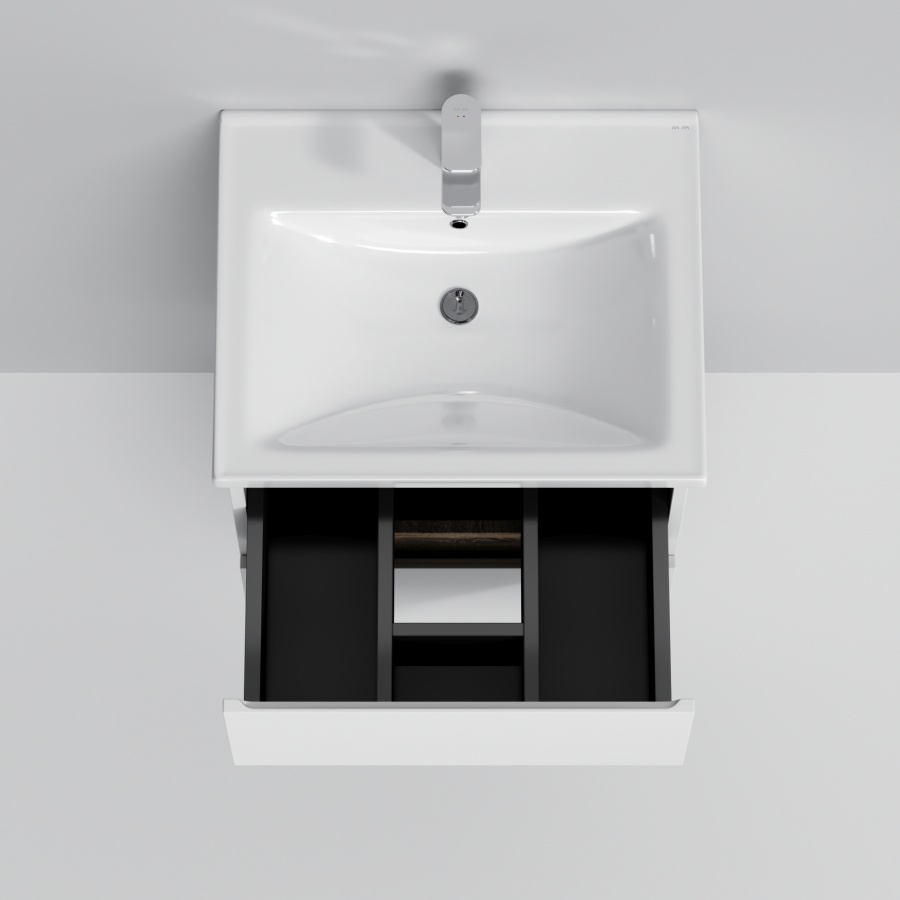 Мебель для ванной Am.Pm X-Joy 55 см подвесная, 2 ящика белый глянец, цвет хром M85AFHX0552WG - фото 7