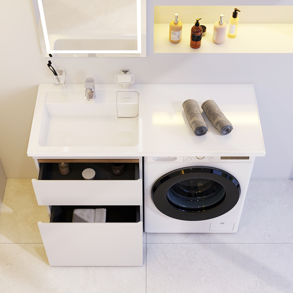Мебель для ванной Am.Pm X-Joy 60 напольная, левая, 2 ящика, цвет белый M85AWPL1201WG - фото 4