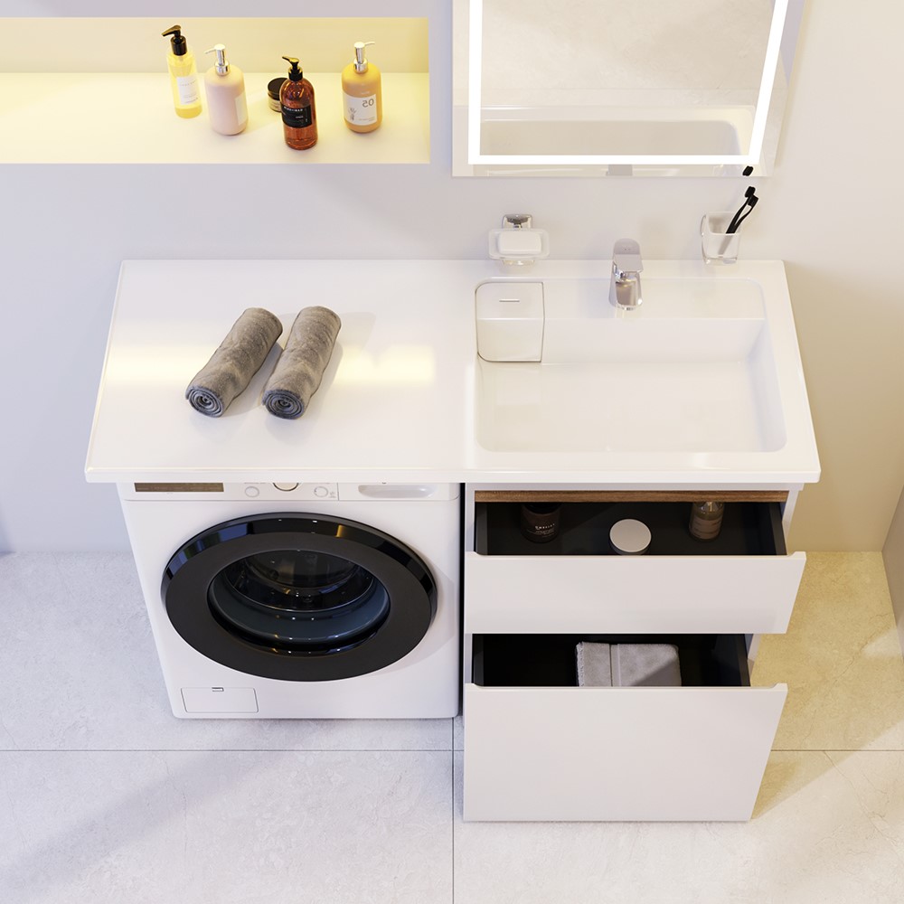 Мебель для ванной Am.Pm X-Joy 60 напольная, правая, 2 ящика, цвет белый M85AWPR1201WG - фото 5