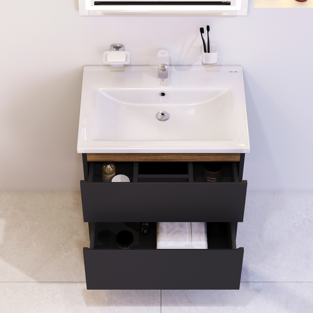 Мебель для ванной комнаты Am.Pm X-Joy 65 см черная, цвет черный M85AFHX0652BM - фото 4