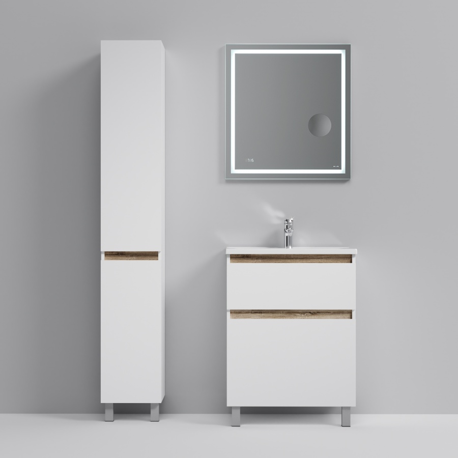 Мебель для ванной Am.Pm X-Joy 65 см напольная, 2 ящика белый глянец, цвет хром M85AFSX0652WG - фото 2