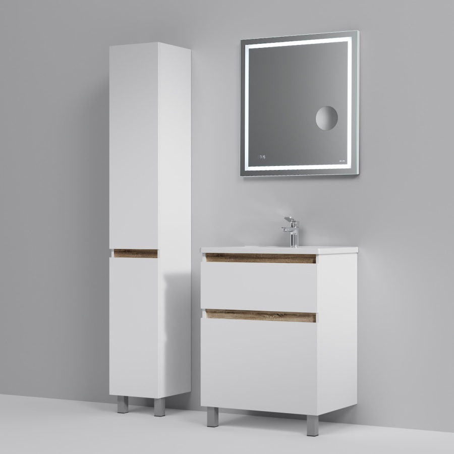 Мебель для ванной Am.Pm X-Joy 65 см напольная, 2 ящика белый глянец, цвет хром M85AFSX0652WG - фото 3