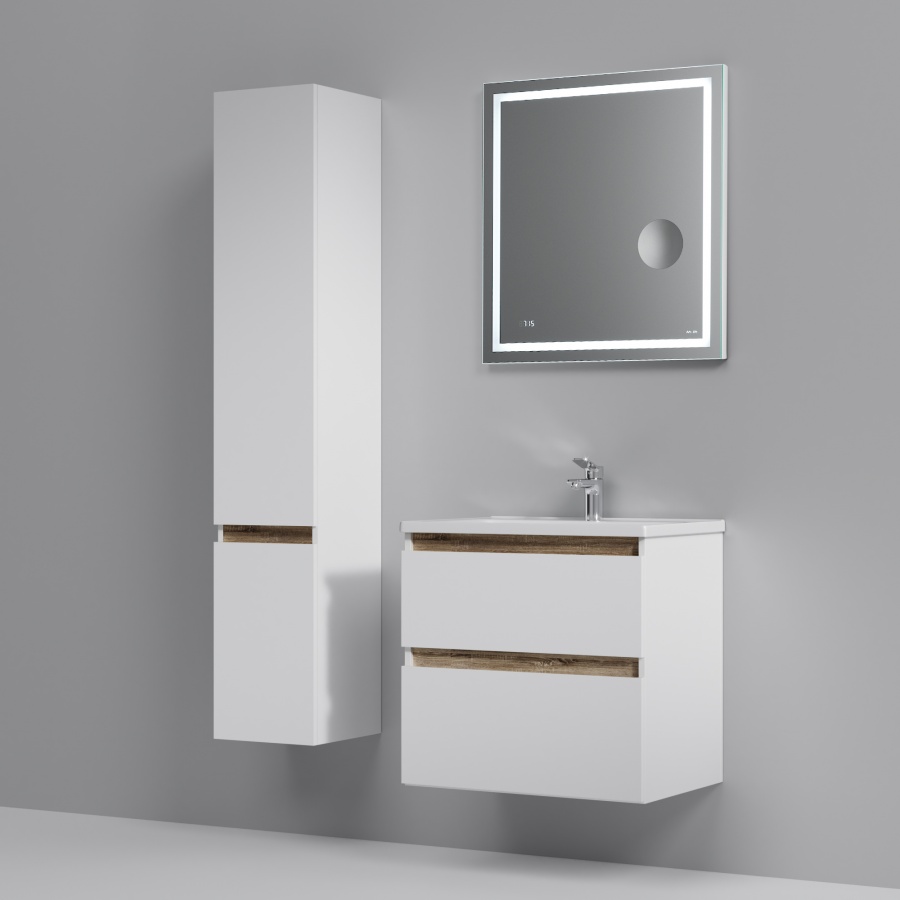 Мебель для ванной Am.Pm X-Joy 65 см подвесная, 2 ящика белый глянец, цвет хром M85AFHX0652WG - фото 3