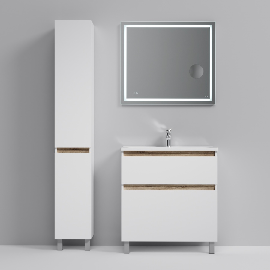 Мебель для ванной Am.Pm X-Joy 80 см напольная, 2 ящика белый глянец, цвет хром M85AFSX0802WG - фото 2