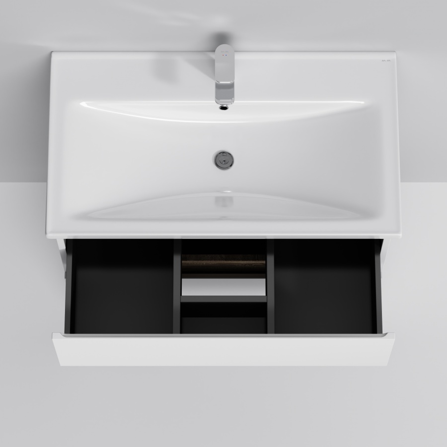 Мебель для ванной Am.Pm X-Joy 80 см напольная, 2 ящика белый глянец, цвет хром M85AFSX0802WG - фото 7