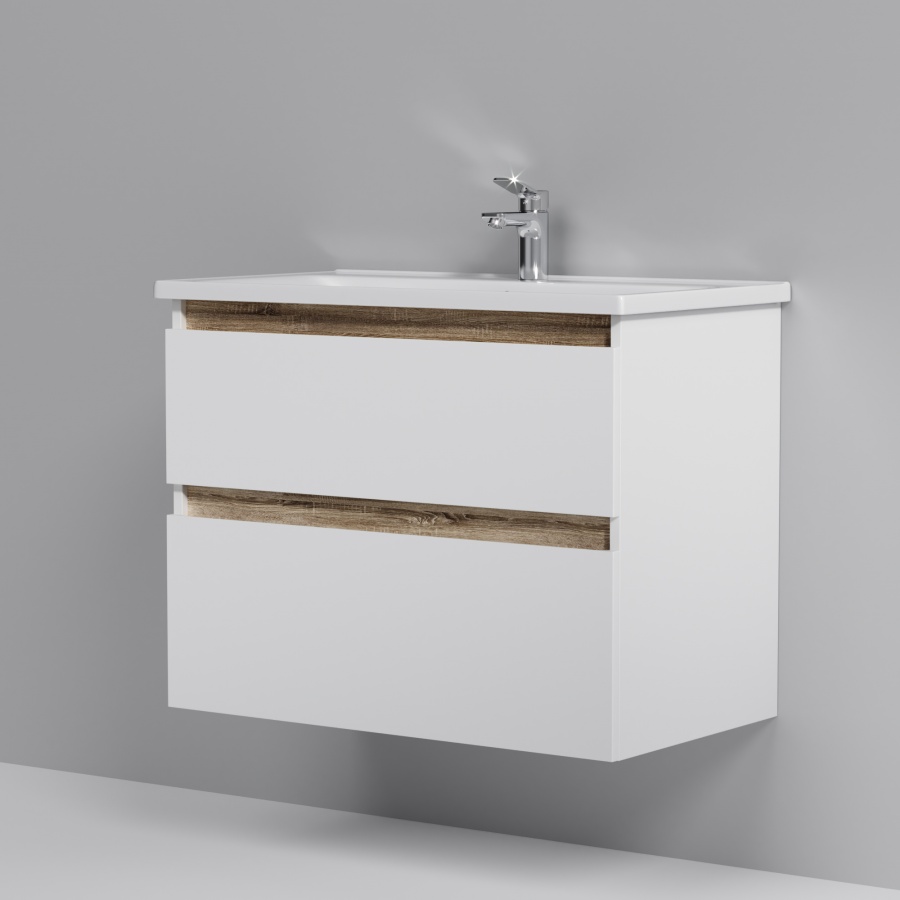 Мебель для ванной Am.Pm X-Joy 80 см подвесная, 2 ящика белый глянец, цвет хром M85AFHX0802WG - фото 5