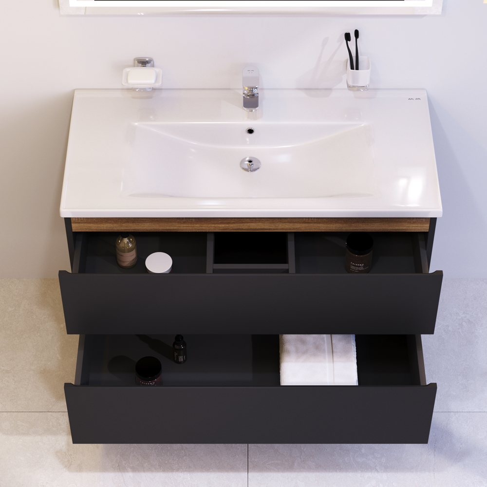 Мебель для ванной комнаты Am.Pm X-Joy 100 см черная, цвет черный M85AFHX1002BM - фото 4