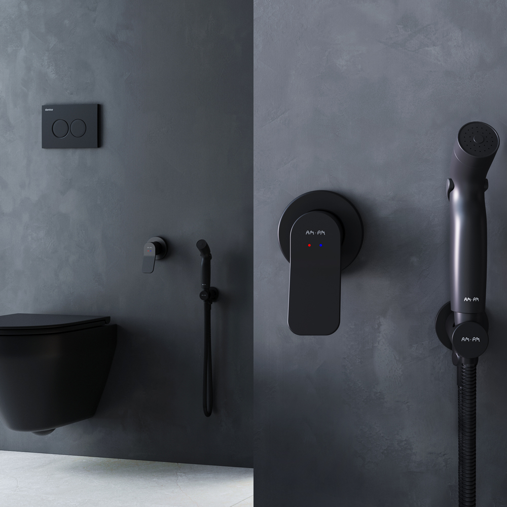 Гигиенический душ со смесителем Am.Pm X-Joy F40H85A22 черный, цвет черная - фото 4