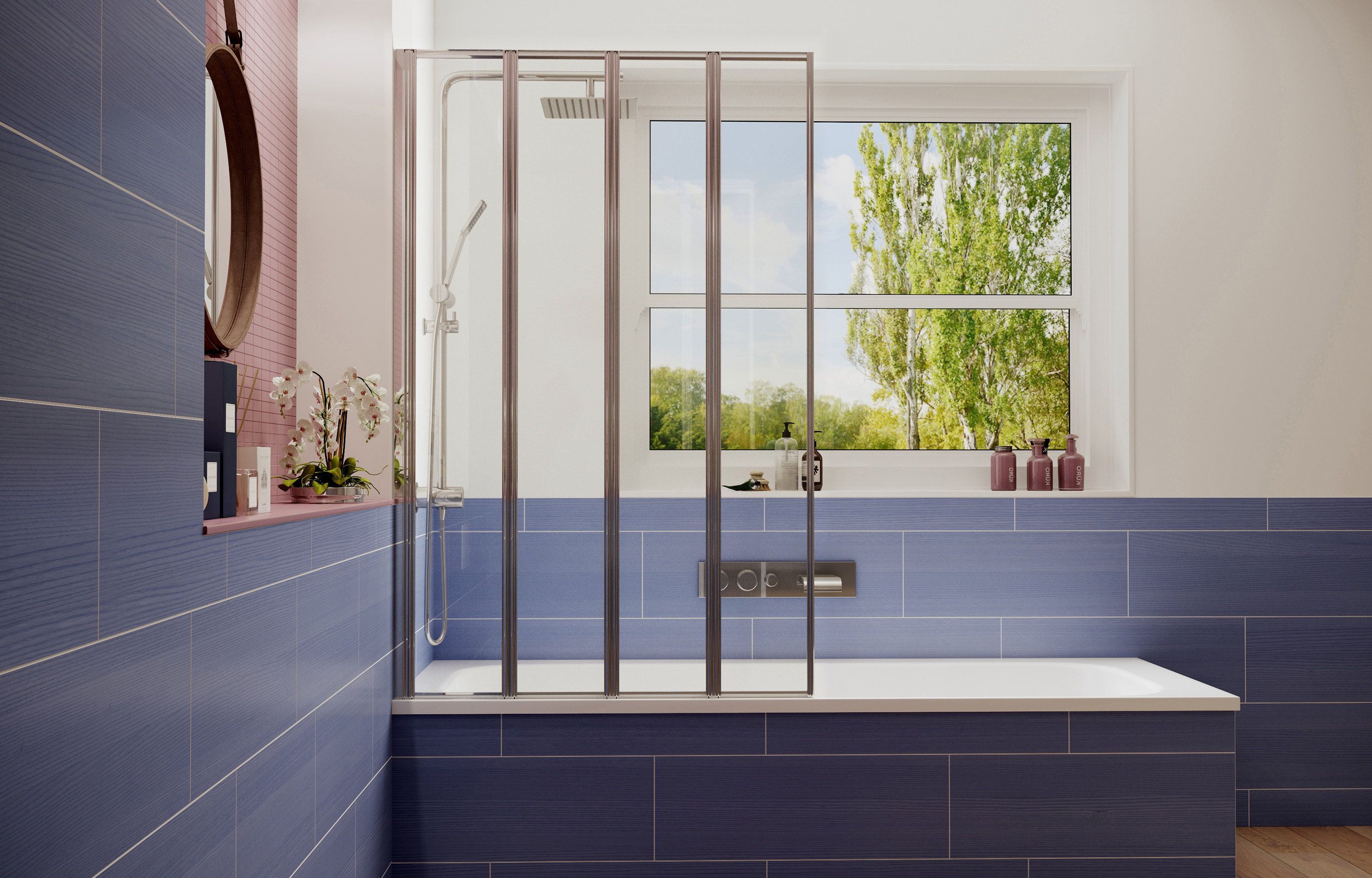 Шторка для ванны Ambassador Bath Screens 16041111L 100x140 складная, цвет хром - фото 1