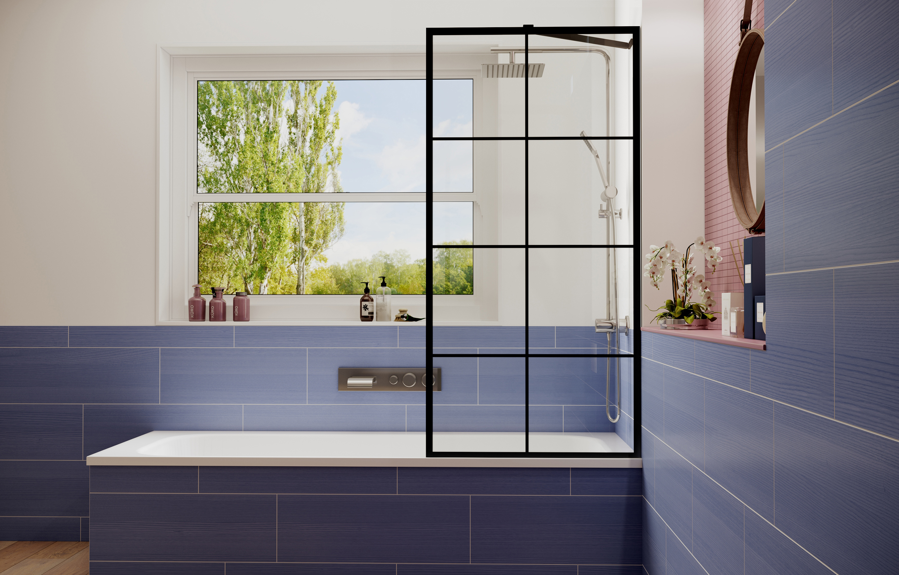 Шторка для ванны Ambassador Bath Screens 16041208 70x140 неподвижная, цвет черный - фото 1