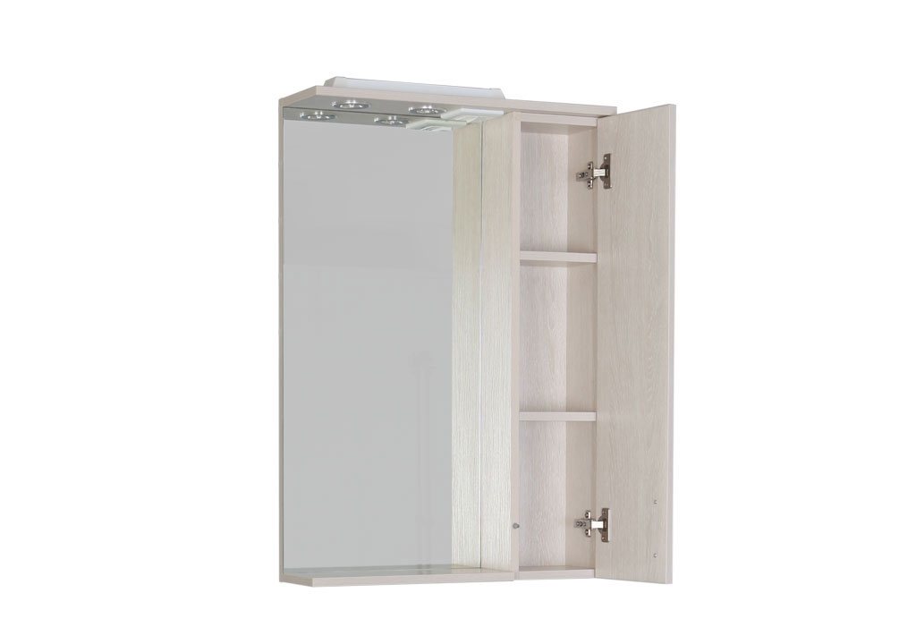 Зеркало со шкафчиком Aquanet Донна 60 белый дуб, цвет бежевый 00169038 - фото 2