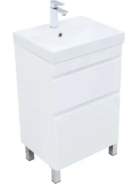 Тумба под раковину Aquanet Слим 50 см 00346041 белый сатин, напольная