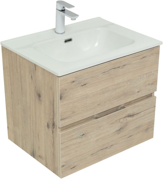 Мебель для ванной Aquanet Алвита New 60 см  2 ящика, дуб веллингтон белый, цвет коричневый 277513 - фото 2