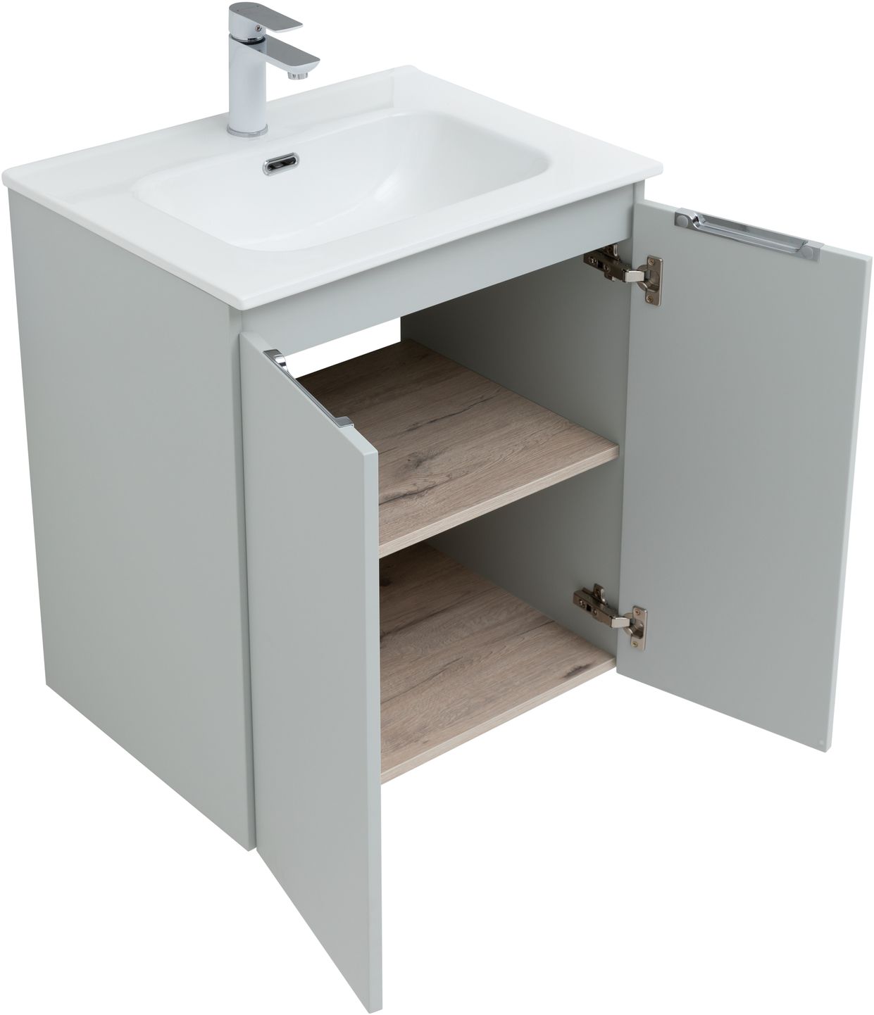 Мебель для ванной Aquanet Алвита New 60 см  2 дверцы, серый, цвет белый 277524 - фото 6