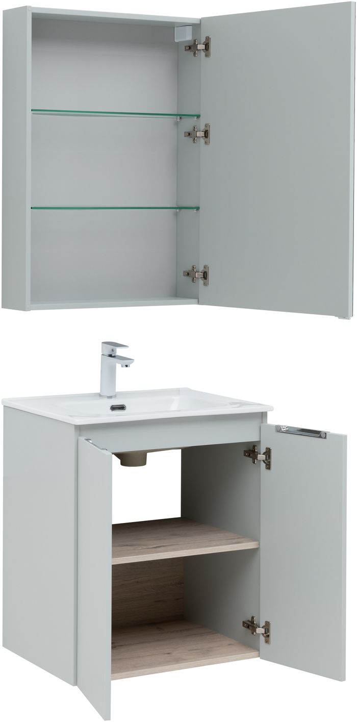 Мебель для ванной Aquanet Алвита New 60 см  2 дверцы, серый, цвет белый 277524 - фото 7