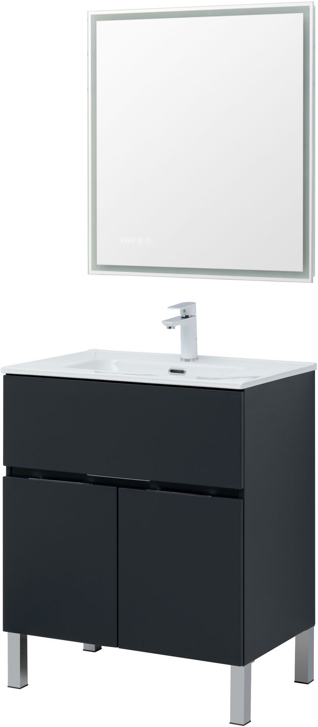 Мебель для ванной Aquanet Алвита new 70 см  1 ящик, 2 дверцы, антрацит, цвет серый 303900 - фото 3