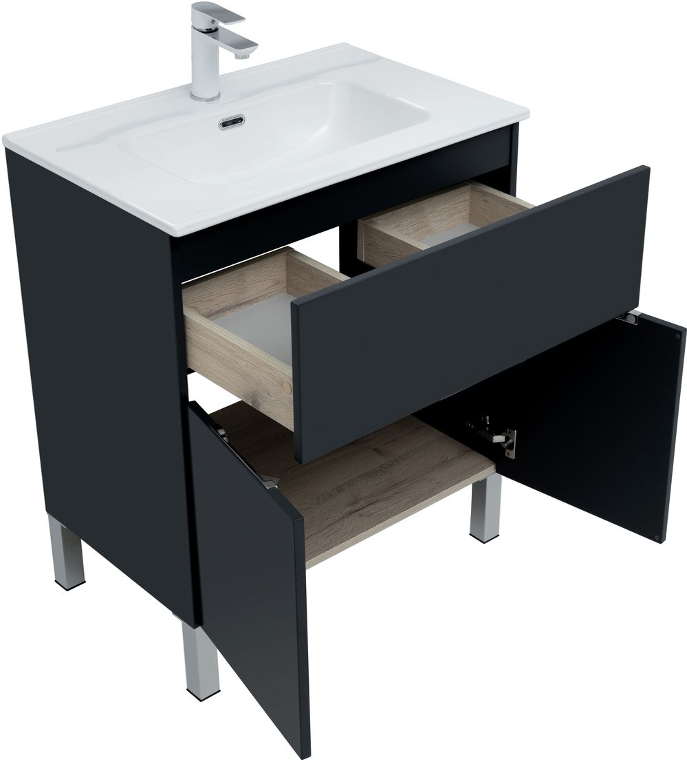 Мебель для ванной Aquanet Алвита new 70 см  1 ящик, 2 дверцы, антрацит, цвет серый 303900 - фото 7