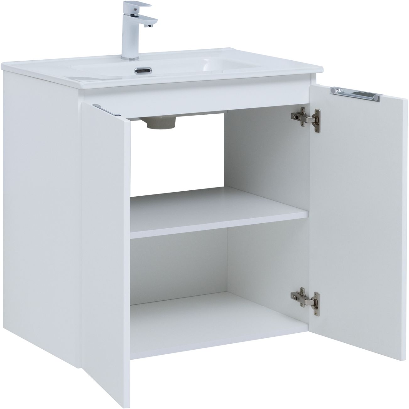 Мебель для ванной Aquanet Алвита New 70 см  2 дверцы, белый матовый, цвет хром 303905 - фото 2